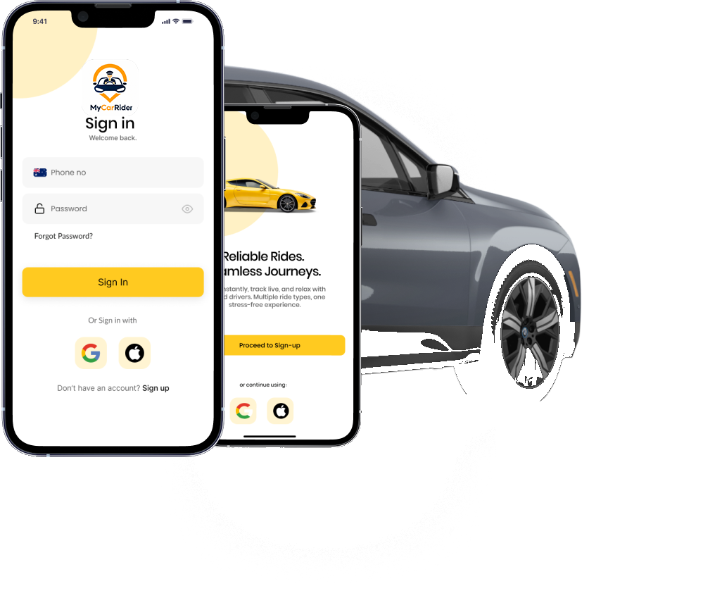 MyCarRider pickup and ride summary screens
